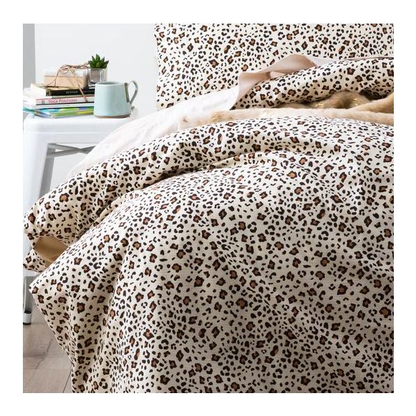 175 GSM Egyptian cotton Flannelette Snow Leopard Queen Quilt Cover Set by Park Avenue