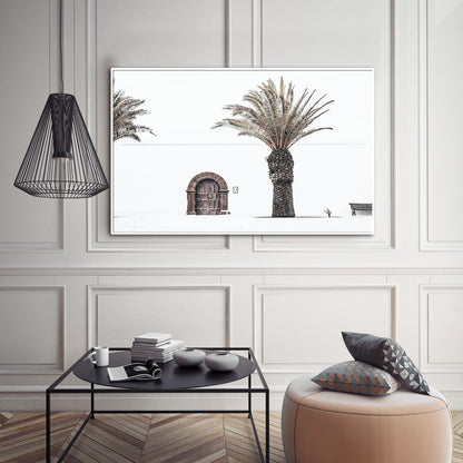 Wall Art 50cmx70cm European Palm Tree White Frame Canvas