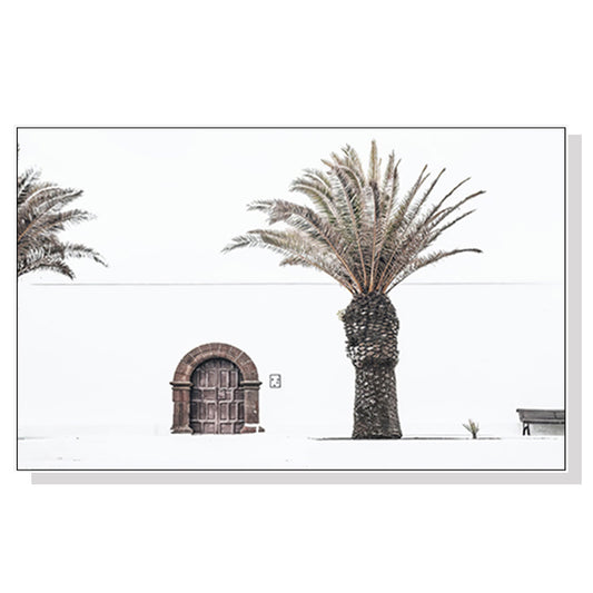 Wall Art 60cmx90cm European Palm Tree White Frame Canvas