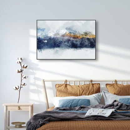 Wall Art 60cmx90cm Abstract Sunlight Mountains Black Frame Canvas