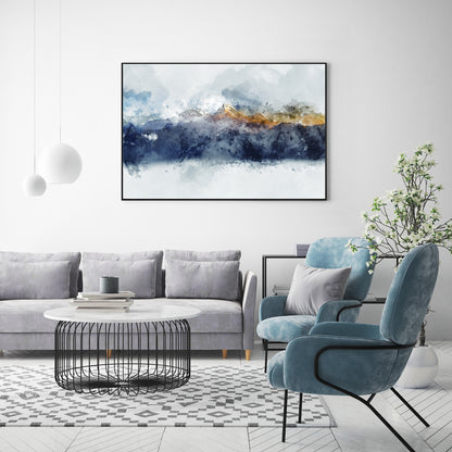 Wall Art 70cmx100cm Abstract Sunlight Mountains Black Frame Canvas