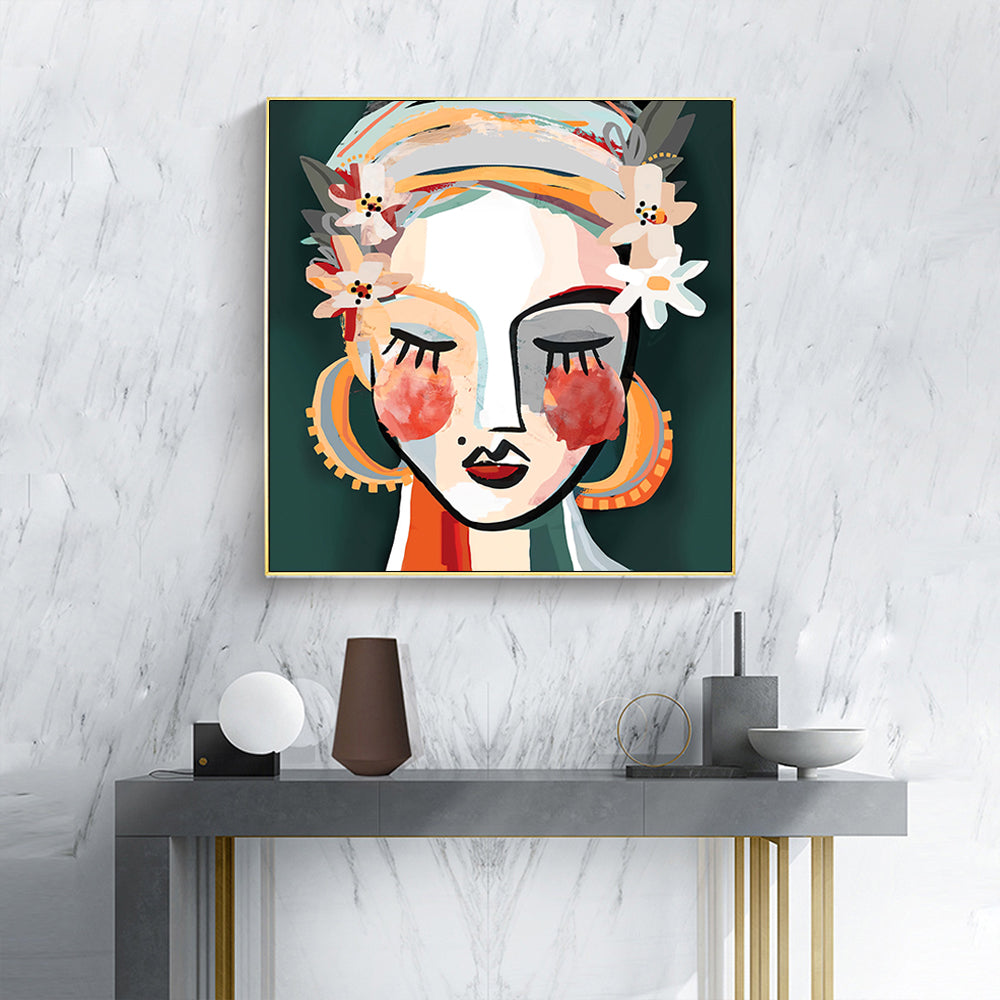 Wall Art 100cmx100cm Sophie II Gold Frame Canvas