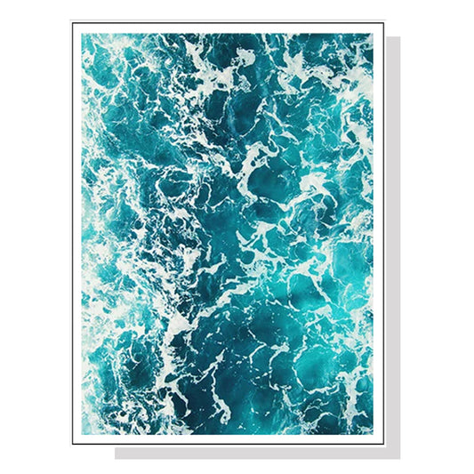 Wall Art 90cmx135cm Blue Ocean White Frame Canvas