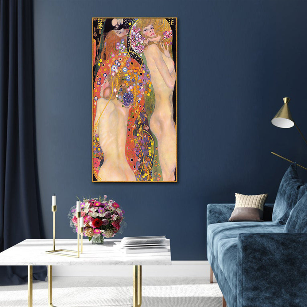 Wall Art 60cmx120cm Water Serpents By Gustav Klimt Gold Frame Canvas