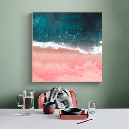 Wall Art 100cmx100cm Pink Sea Wood Frame Canvas