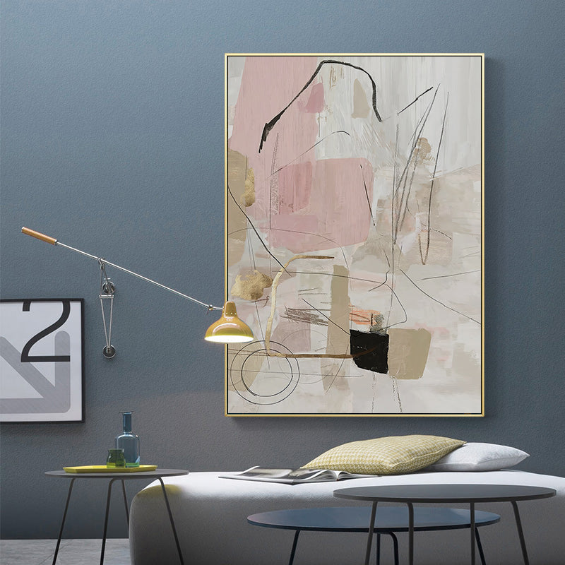 Wall Art 80cmx120cm Abstract Pink Gold Frame Canvas