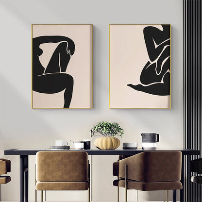 Wall Art 90cmx135cm Female Figure 2 Sets Gold Frame Canvas