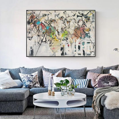 Wall Art 100cmx150cm Abstract White Dream Black Frame Canvas