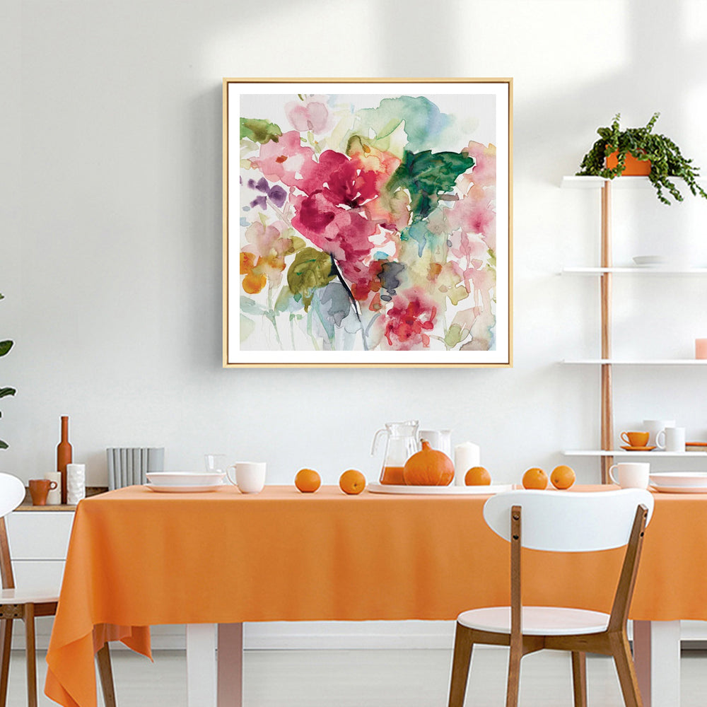 Wall Art 40cmx40cm Floral Brunch Gold Frame Canvas