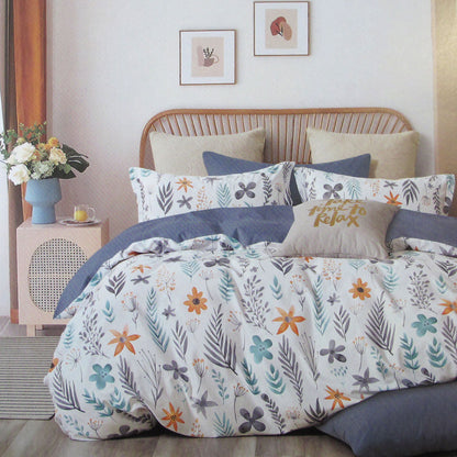 300TC Adriana Reversible Cotton Quilt Cover Set Queen