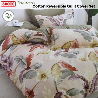 300TC Bahamas Taupe Reversible Cotton Quilt Cover Set King