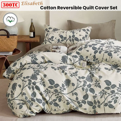 300TC Elisabeth Reversible Cotton Quilt Cover Set King