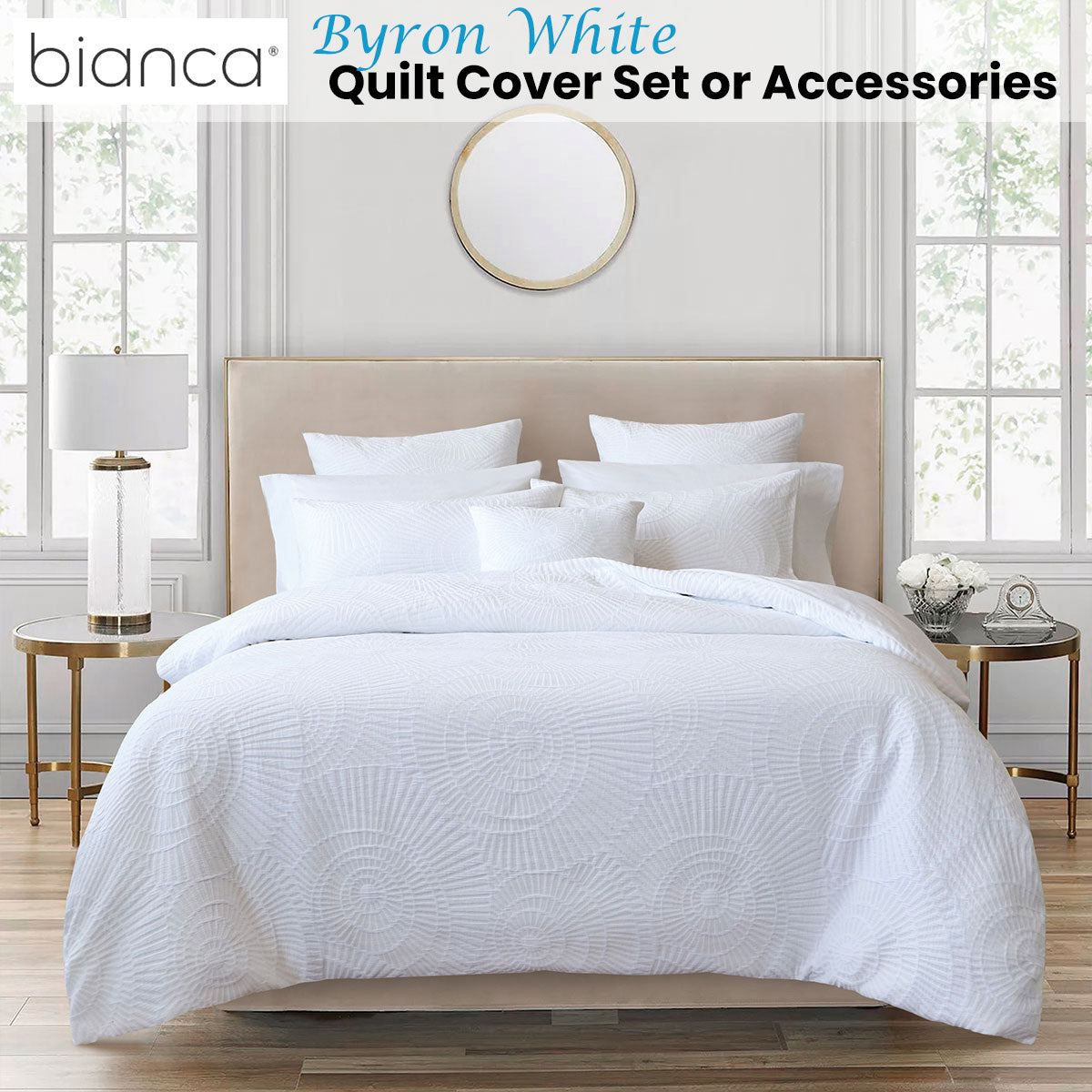 Bianca Byron White Quilt Cover Set Queen