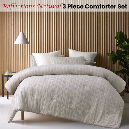 Vintage Design Homewares Reflections Natural 3 Piece Comforter Set Queen