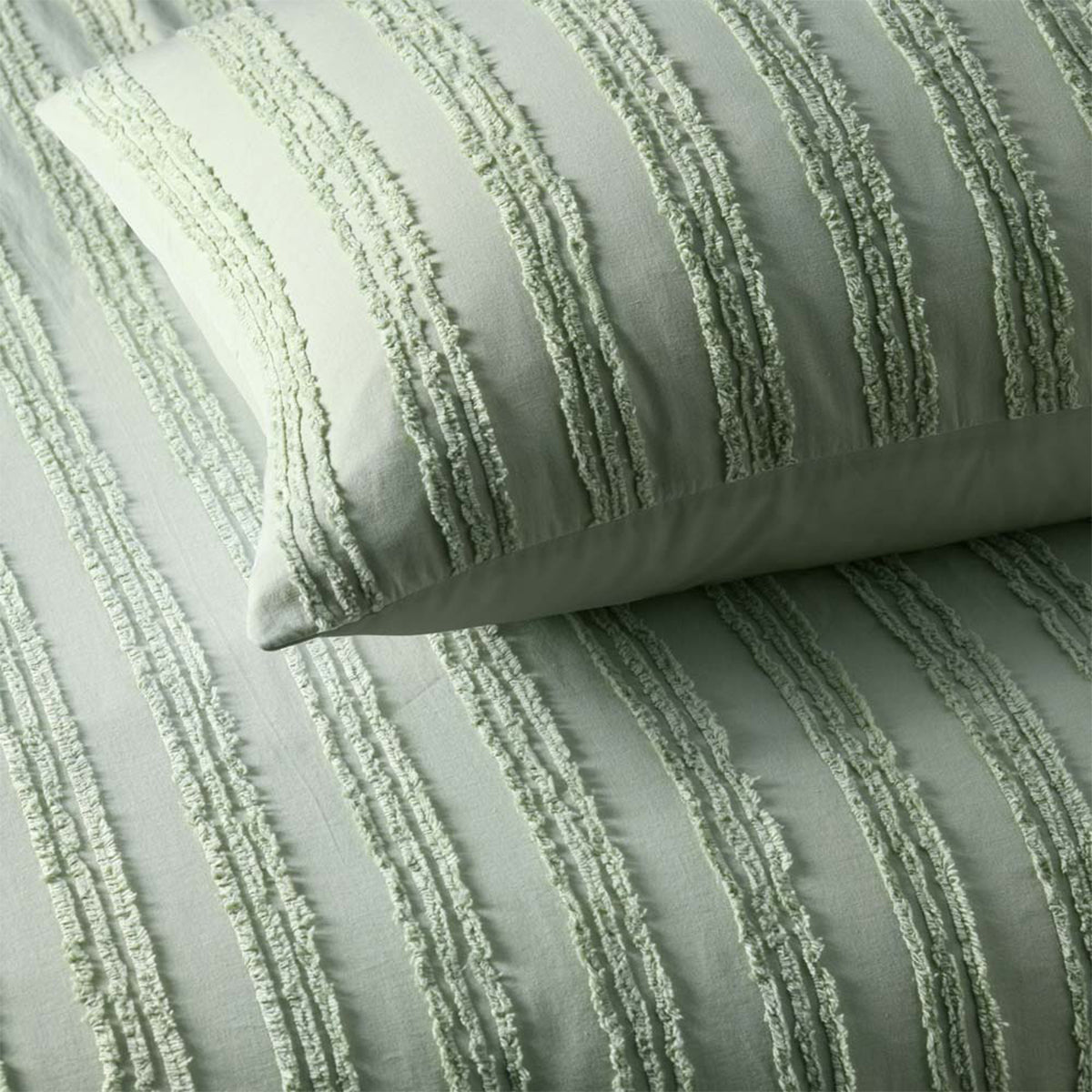 Vintage Design Homewares Reflections Sage Cotton Quilt Cover Set Queen