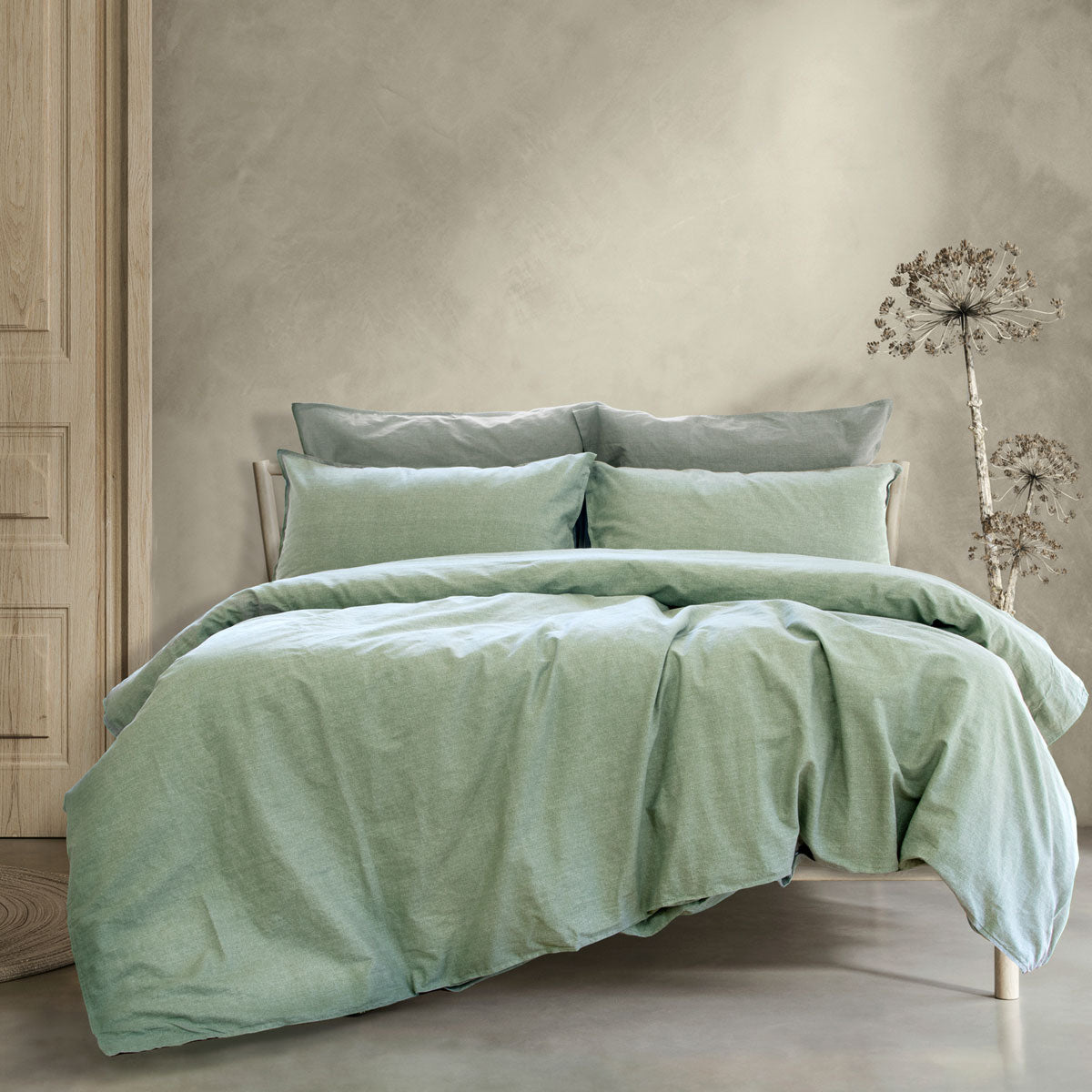 Ardor Embre Seagrass Linen Look 100% Cotton Quilt Cover Set King