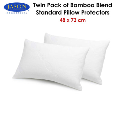 Jason Twin Pack of Bamboo Blend Standard Pillow Protectors 48 x 73 cm