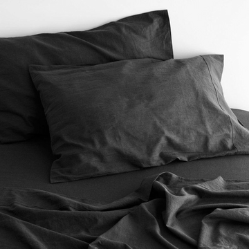 luxurious linen cotton sheet set 1 king charcoal